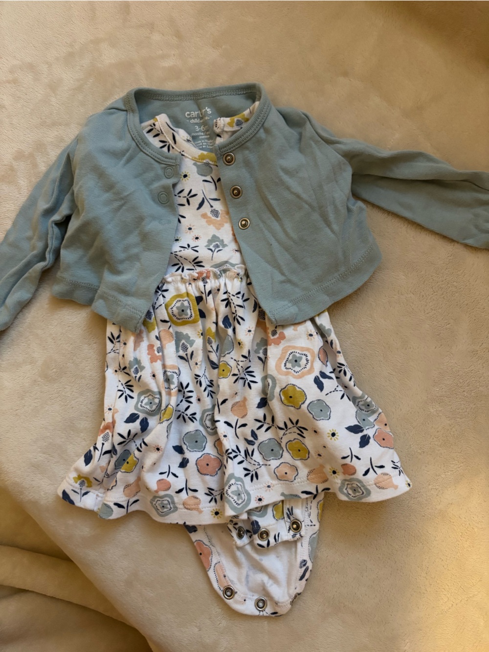 Carter's Child of Mine Baby Girl 2-Piece Outfit Set 3-6 Months Floral Sage
